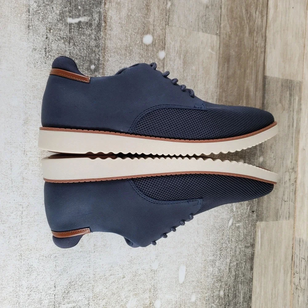 Dr Scholls Sync Mens Oxford Shoes Sz 10 M Running Navy Knit Lace Up Sneakers